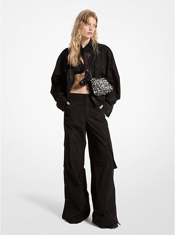 Women Michael Kors Woven Wide-Leg Cargo Pants Black | BYOAUQ-508