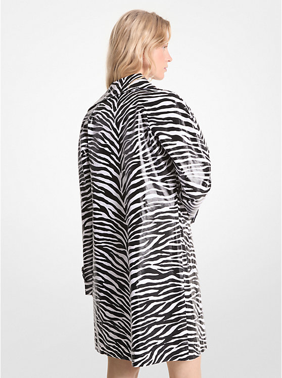 Women Michael Kors Zebra Print Cotton Twill Balmacaan Jackets Black / White | FMLSIR-702